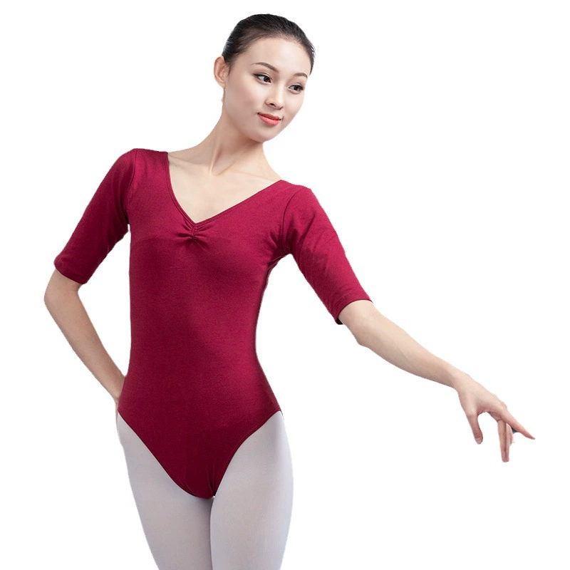 Балетный костюм из хлопка с рукавом  полус длинный комбинезон для Modern dance gymnastics suit dance suit adult training suit ballet training suit