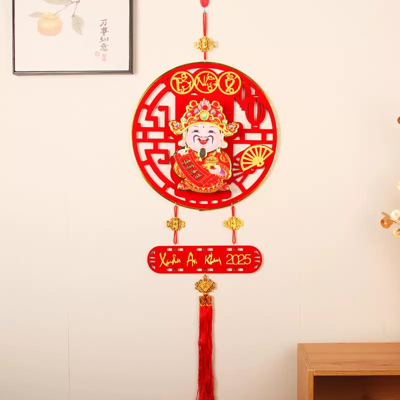 外贸专供摇头财神春节挂饰越南文自动摇头挂件装饰2025蛇年挂饰