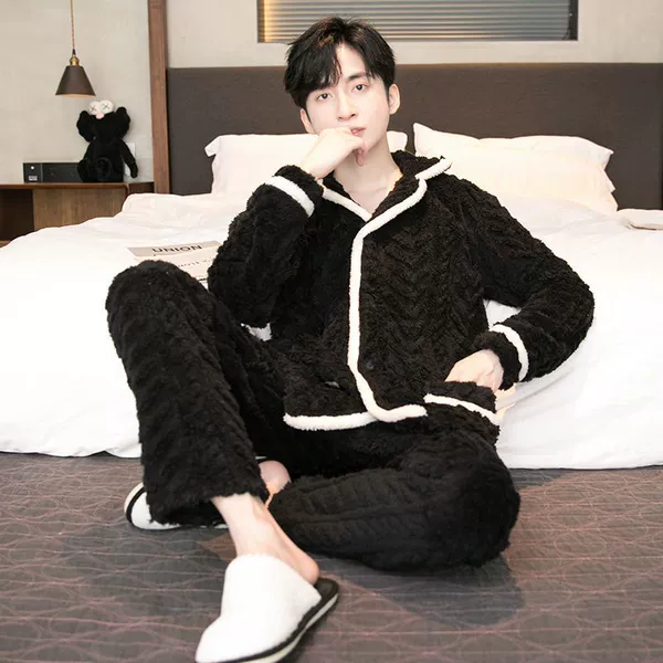 W black men's figure eight jacquard solid color