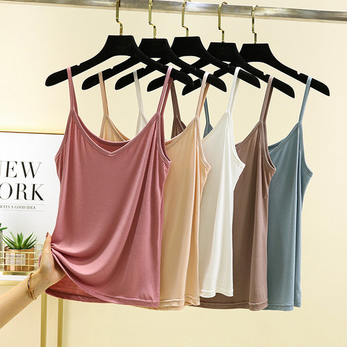  New Outerwear Modal Camisole Tank Top for Plus-Size Women, Summer Thin Version, V-Neck, Sleeveless, Underwear-Like Top