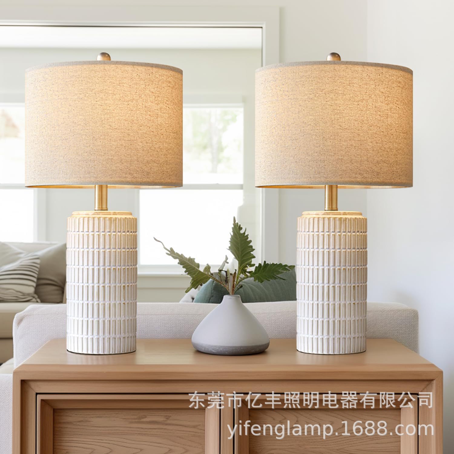 Amazon Cross-Border American-Style Table Lamp, Cross-Border Vintage-Style Study Room Bedroom Bedside Atmosphere Table Lamp with Ceramic Fabric Lampshade