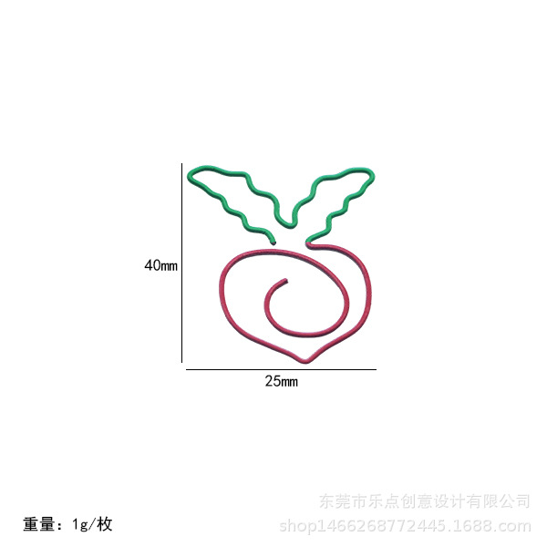 FUENTE Fábrica en stock clasificación de plástico al por mayor Clip de papel de cereza de plástico de dos colores Clip de papel de modelado de almacenamiento de Bill