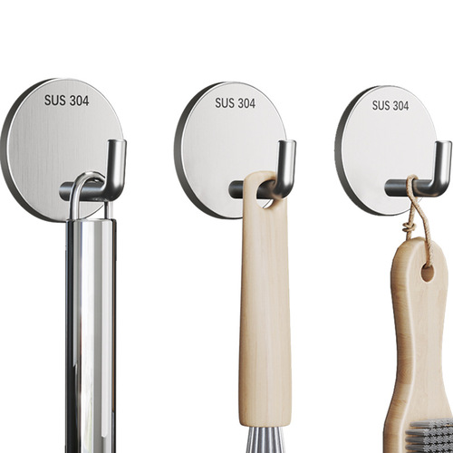 Stainless steel hook adhesive strong load-bearing wall sticky hook kitchen adhesive coat hook no punching bathroom bathroom