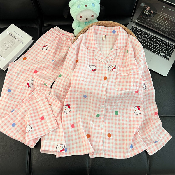 Comercio exterior transfronterizo taiwan chat en vivo primavera y otoño dulce dibujos animados nubes de algodón pantalones de manga larga pijamas en stock
