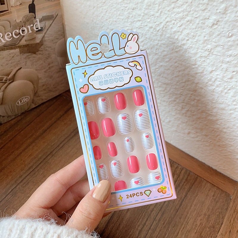 Nuevos productos para niños goteando estereoscópico desgaste de uñas bonitas chicas Bao dibujos animados adhesivo posterior parche de uñas falsas productos terminados de uñas image 115
