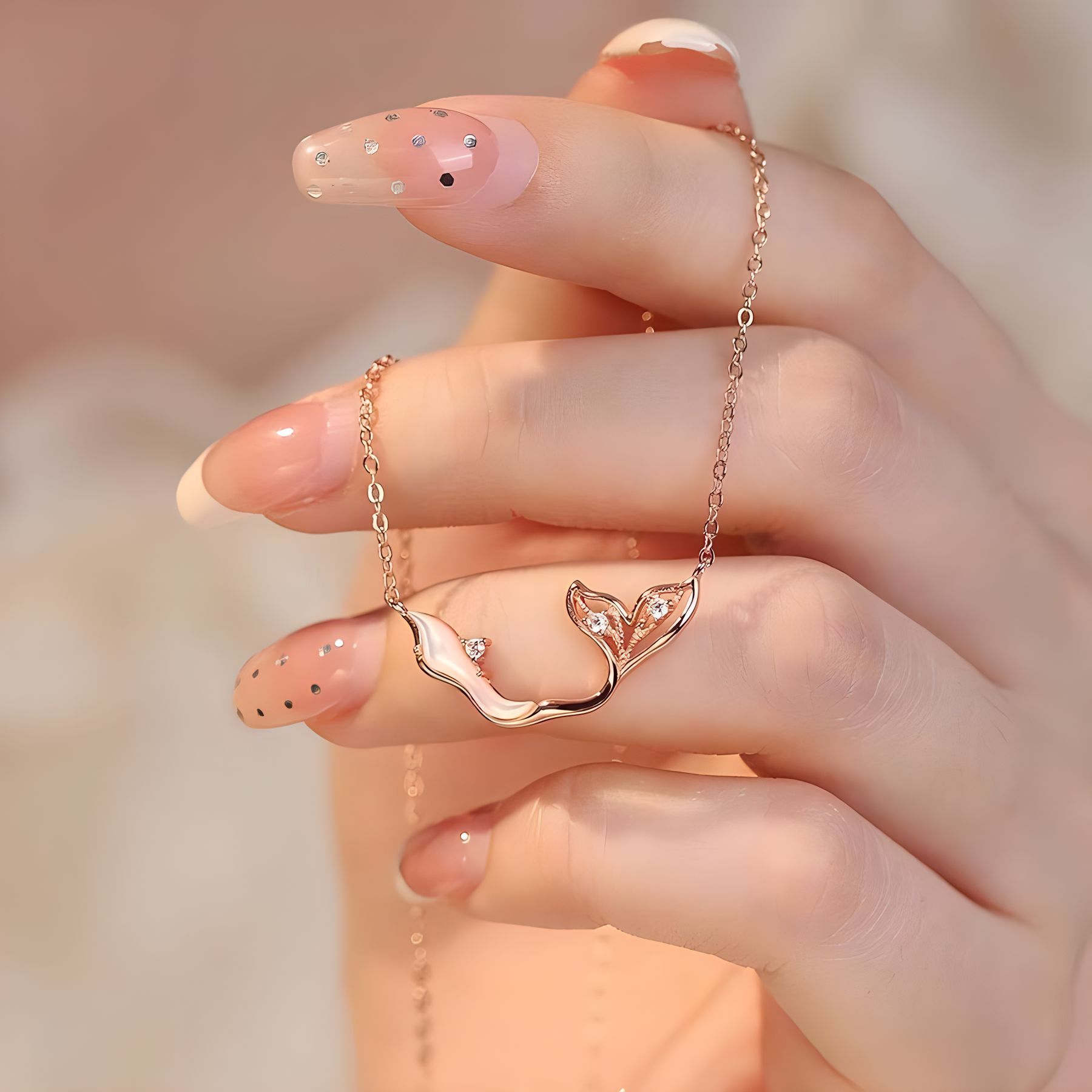 银贝时尚锁骨美人鱼尾贝母项链女秋季高级感S925纯银韩版微钻饰品