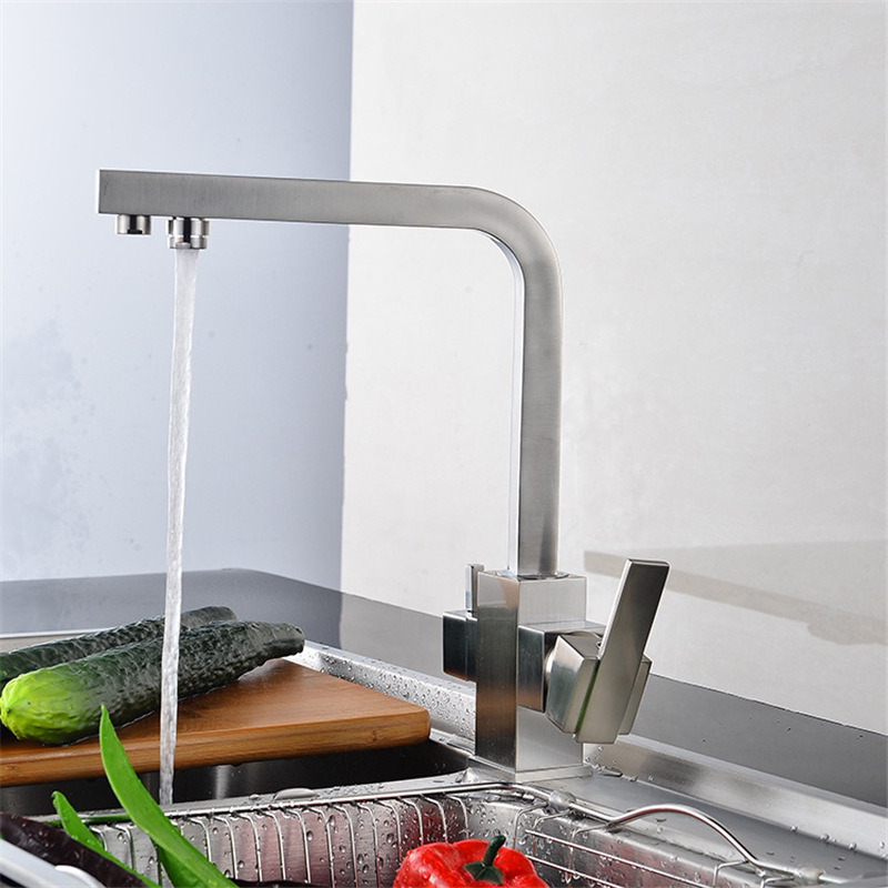 Cocina de extracción tipo agua de lluvia volante grifo fregadero de acero inoxidable lavabo de verduras mezcla de agua caliente y fría retráctil agujero único transfronterizo mayorista image 19