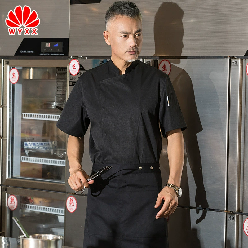 Одежда шеф-повара Отель Чайный домик Кухня Барбекю Отель Закуски Кейтеринг Рабочая одежда Летняя одежда с короткими рукавами Дышащая для мужчин и женщин