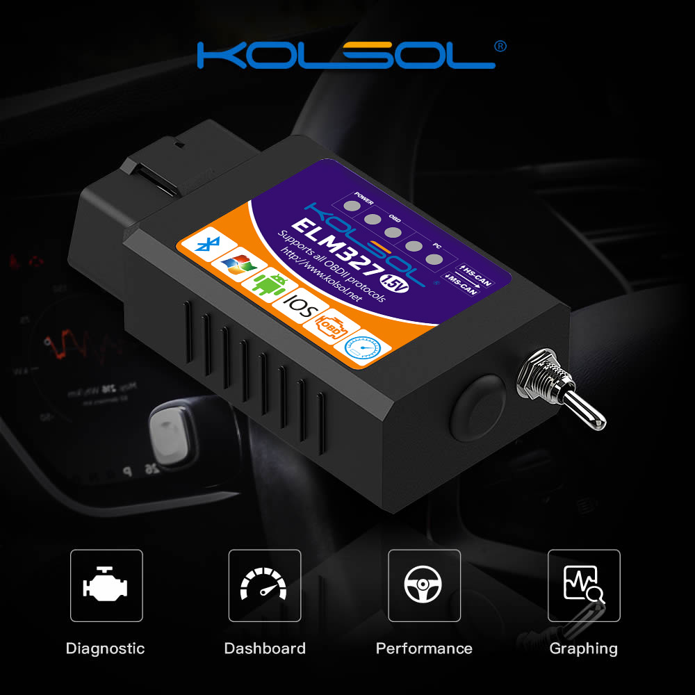 KOLSOL ELM327 蓝牙 OBD2扫描仪V1.5 ELM327