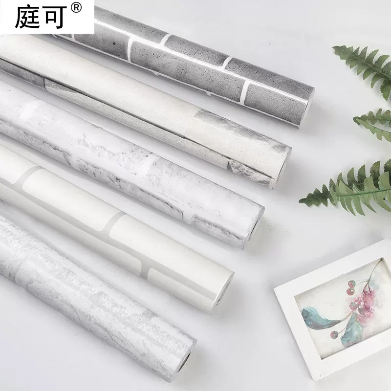 批发PVC自贴欧式墙纸客厅直播间背景墙砖纹墙贴宿舍壁纸自粘墙布