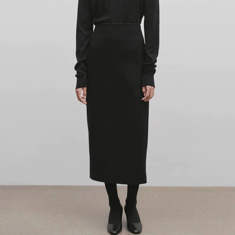 Th ~ рядная шерстяная юбка женская, весна-осень 202, новая юбка с высокой талией, утягивающая шерстяная юбка выше колена