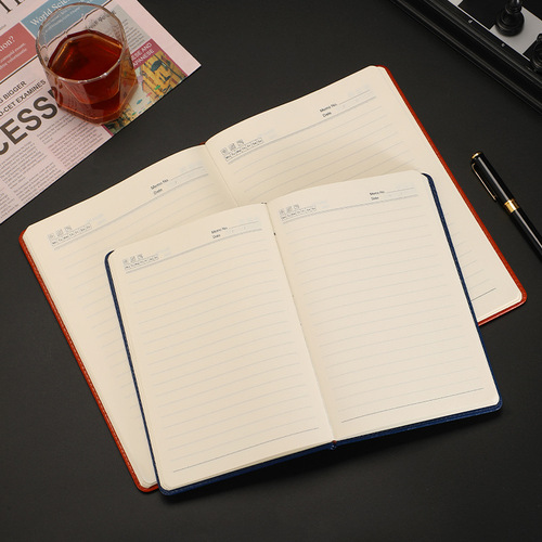 Wholesale A5B5 Notebooks with Leather Cover for Business Large-Sized Office Meeting Minutes Notebook with Logo Printing