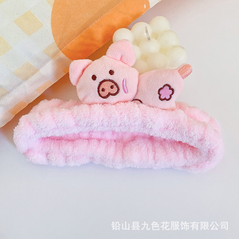 Lindo de la historieta acostado animal tridimensional muñeca banda de pelo maquillaje belleza diadema de terciopelo de coral diadema de suministro directo de fábrica