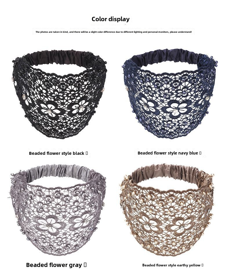 Neuer Stil Pflaumenblüten-Hohlhaarband Nagelperlen Shake Voice Internet-Berühmtheit Breite Kante Gepresstes Haar, das weißes Haarstirnband Damenkopfschmuck bedeckt_voghion.com