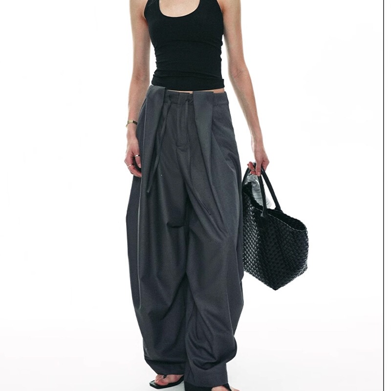 Sin 25Ss Wide-Leg Parachute Pants Anti-Wrinkle Drape Loose Design Casual Pants Long Pants Women's Wide-Leg Pants