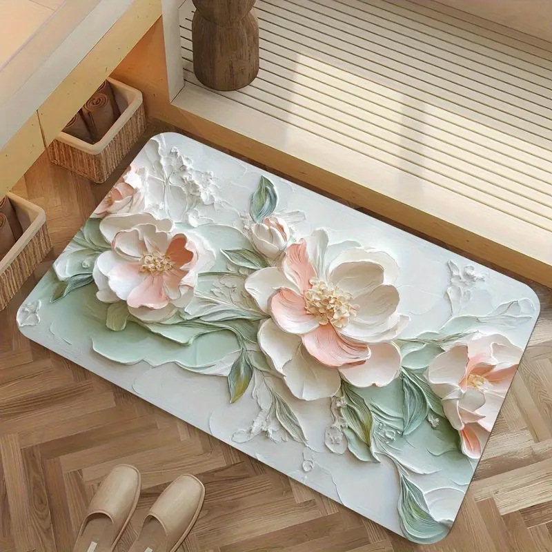 Tappeto bagno in terra di diatomee floreale antiscivolo_voghion.com