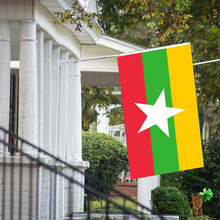 缅甸国旗 跨境批发 三层遮光大旗 装饰游行派对 户外悬挂彩旗