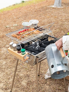 Stainless Steel Lifting Grill Barbecue Grill Outdoor Foldable Barbecue Grill Household Charcoal Barbecue Stove Tool