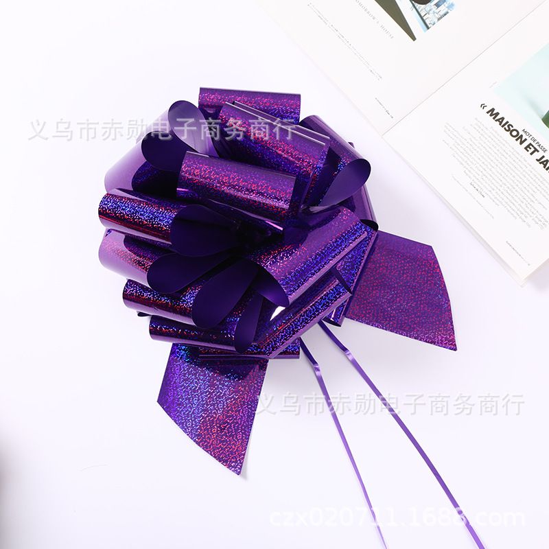 50 regalo de Navidad bola decorativa flor metálico bola láser tipo mano tire flor fiesta de cumpleaños boda decoración del coche cinta