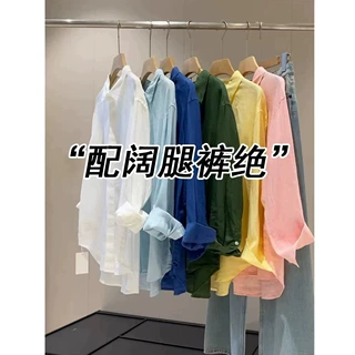 小禾木巨同款！2026春老钱风亚麻宽松透气松弛感宽松廓形休闲衬衫