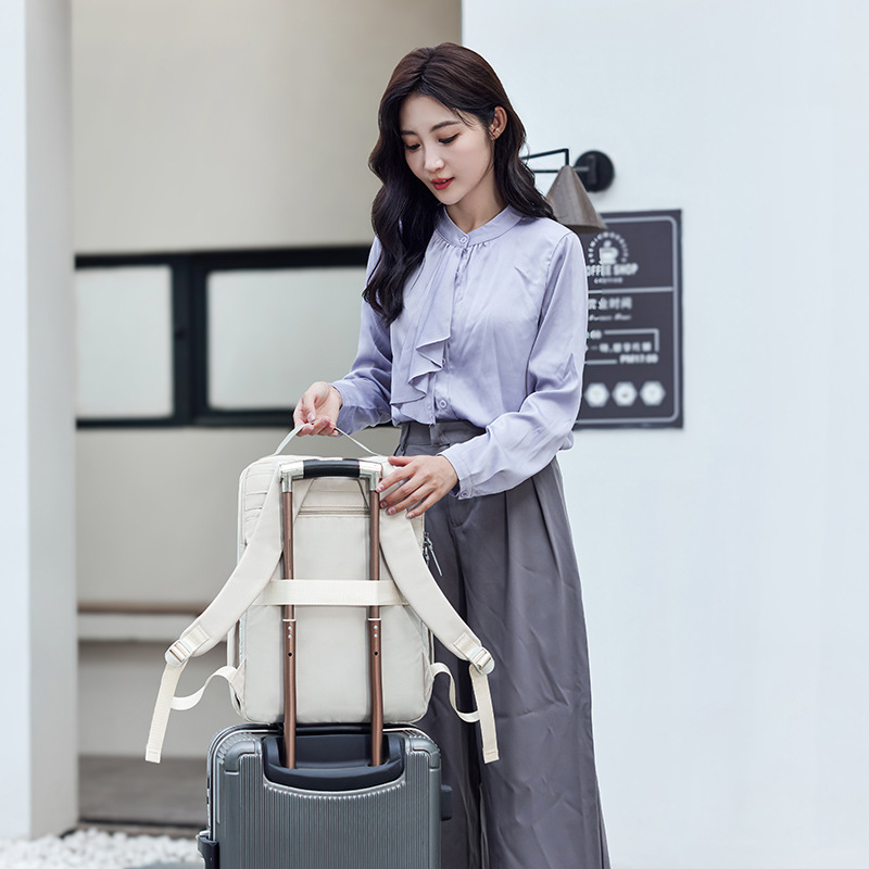商务双肩包女高颜值大容量休闲旅行背包轻便双肩包减震电脑包双肩|undefined