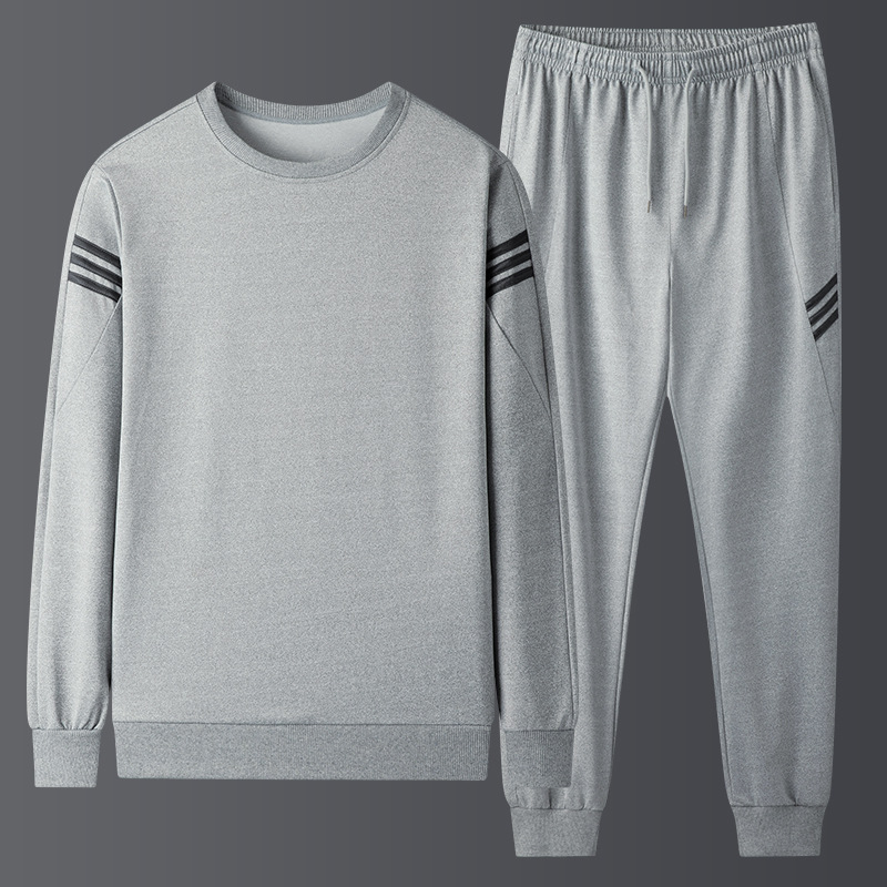 Conjunto deportivo de tres rayas para hombre, talla grande, estilo coreano, de manga larga, holgado, para primavera y otoño, con pantalones largos.