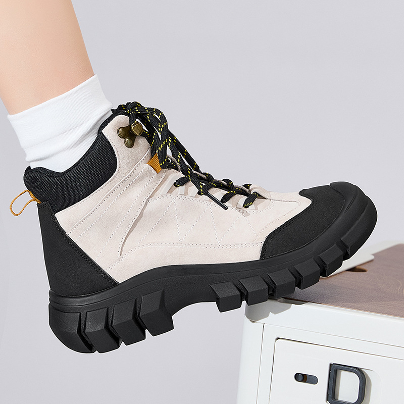 2538 Travel Workwear Outdoor Velvet Boots Women's Thick-Soled Inner Heightening British Style Hiking and Mountaineering Short Boots 2538 Travel Workwear Outdoor Velvet Boots Women's Thick-Soled Inner Heightening British Style Hiking and Mountaineering Short Boots
