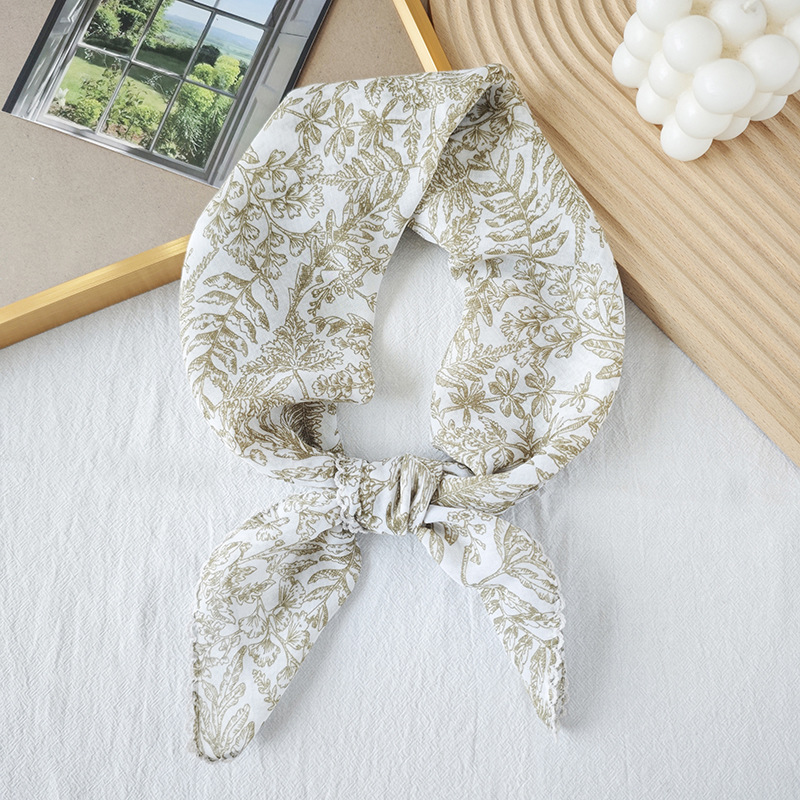 Toalla cuadrada fina de algodón y lino, fresca y transpirable, bufanda de seda pequeña con decoración literaria suave para mujer, bufanda de verano, bufanda pequeña de todo fósforo para mujer