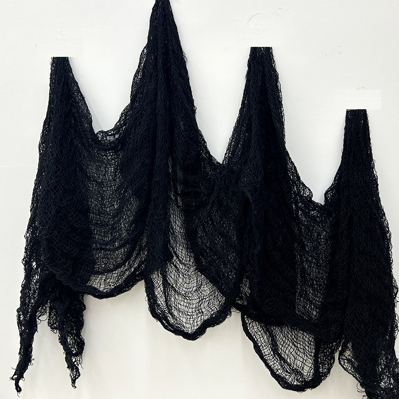 Halloween rover gran red fiesta decoración de malla negra casa embrujada rasgada vestido de fiesta ghost gauze colgante tela de malla