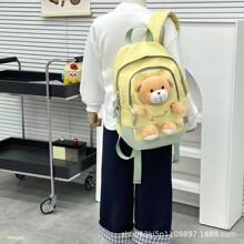 甜美洋气2026春季新款小女孩时尚潮卡通可爱大容量小熊毛绒背包