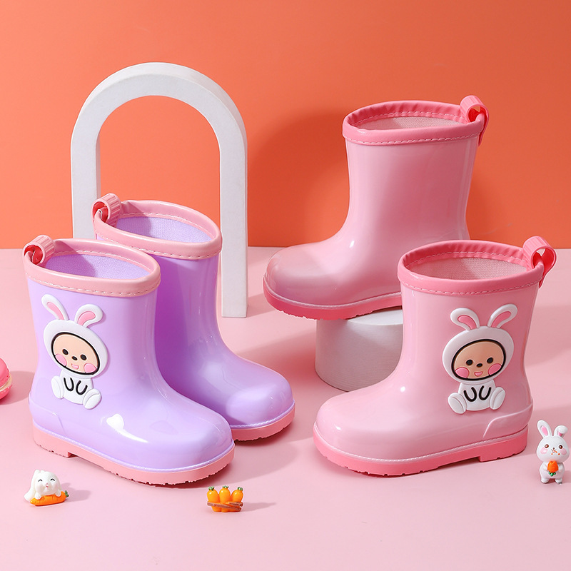 Children's Rain Boots for Boys and Girls, Cartoon Baby Shoes, Wear-Resistant, Fleece-Lined, Warm, Student Rubber Boots, Space Series, Kidsren's Style