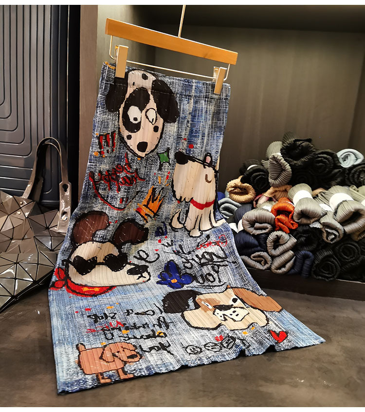 Chân váy midi xẻ tà in họa tiết hoạt hình thiết kế mới mùa hè — Màu như hình chi tiết 5