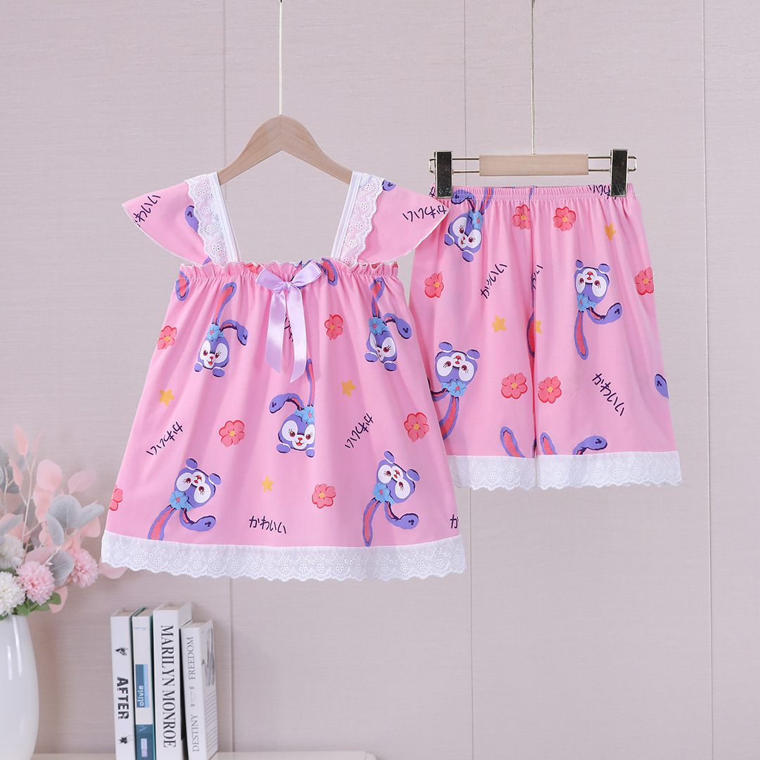 Pijamas de niños niñas cabina de manga corta de verano dibujos animados perros yu Gui niñas niños mayores set de ropa de bebé