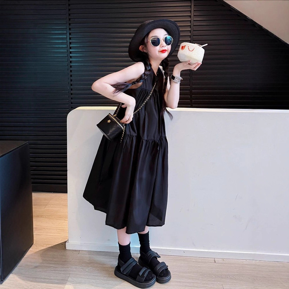 Girls' Skirts Summer High-End 2025 New Big Children's Girls Summer French Princess Skirts Children's Summer Dresses