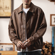 澳洲进口高级感复古痞帅PU皮夹克男士春秋季美式机车皮衣外套男装
