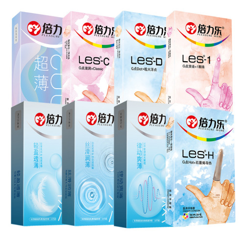 Beilile's full range of double-thin thorn condoms, G-spot condoms, finger cots, and black diamond family planning sex toys