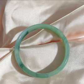 12mm灰古玉手镯圆条粗款帝王绿新中式旗袍配饰贵妃镯国风手镯厂家