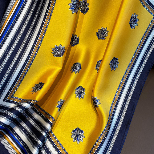  European and American Silk Scarf Women's Summer Long Style Shawl Fashion Gauze Printed Two-Purpose Scarf Women's Spring and Autumn