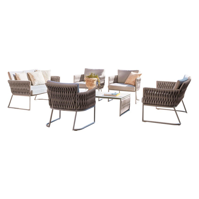 Sofá de patio exterior, conjunto de muebles de ocio para balcón de villa, sofá de ratán resistente al agua y al sol para terraza de jardín exterior. image 1