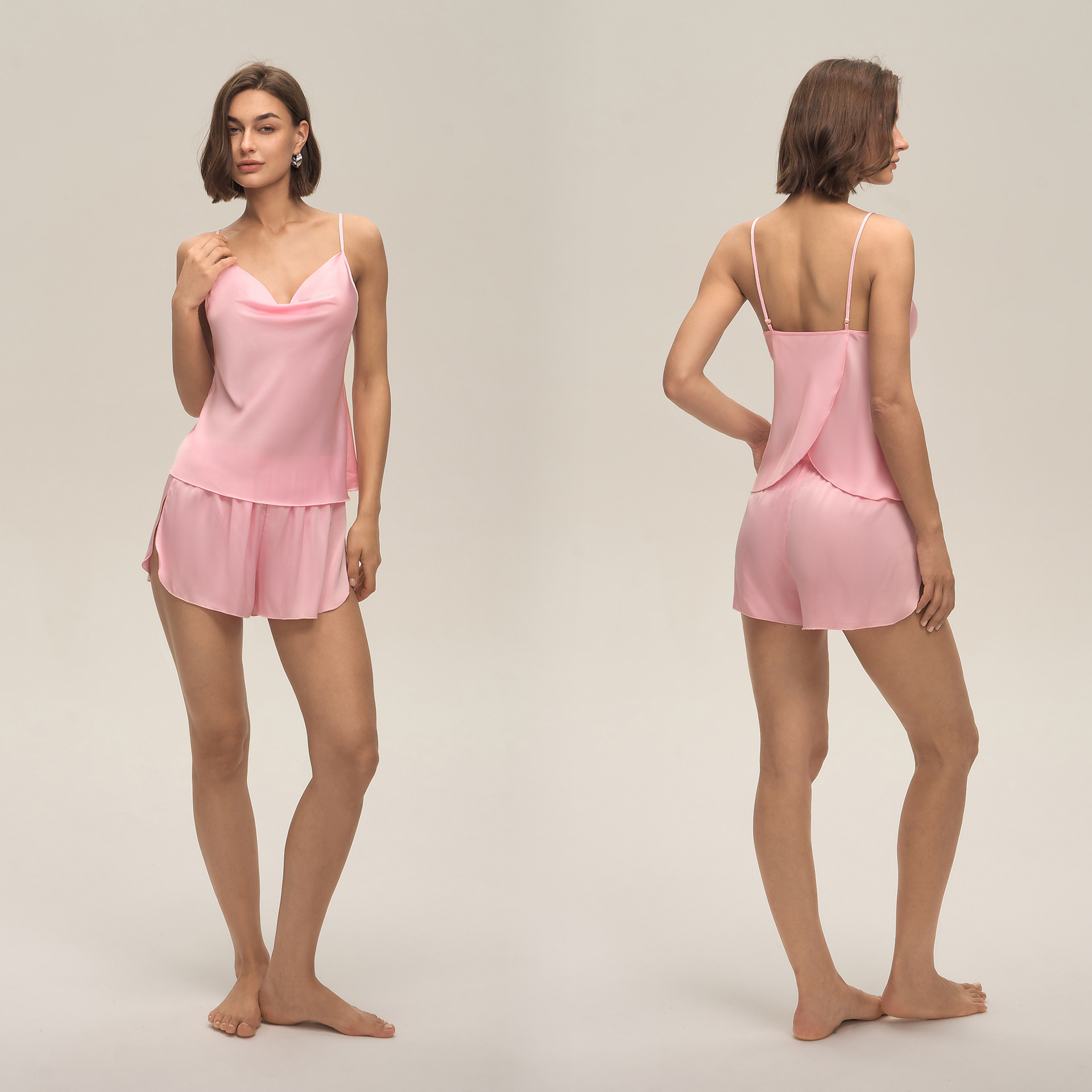 Nuevo europeo y americano transfronterizo damas sexy color sólido collar collar traje de pantalones cortos simple ropa casera casual DT3928