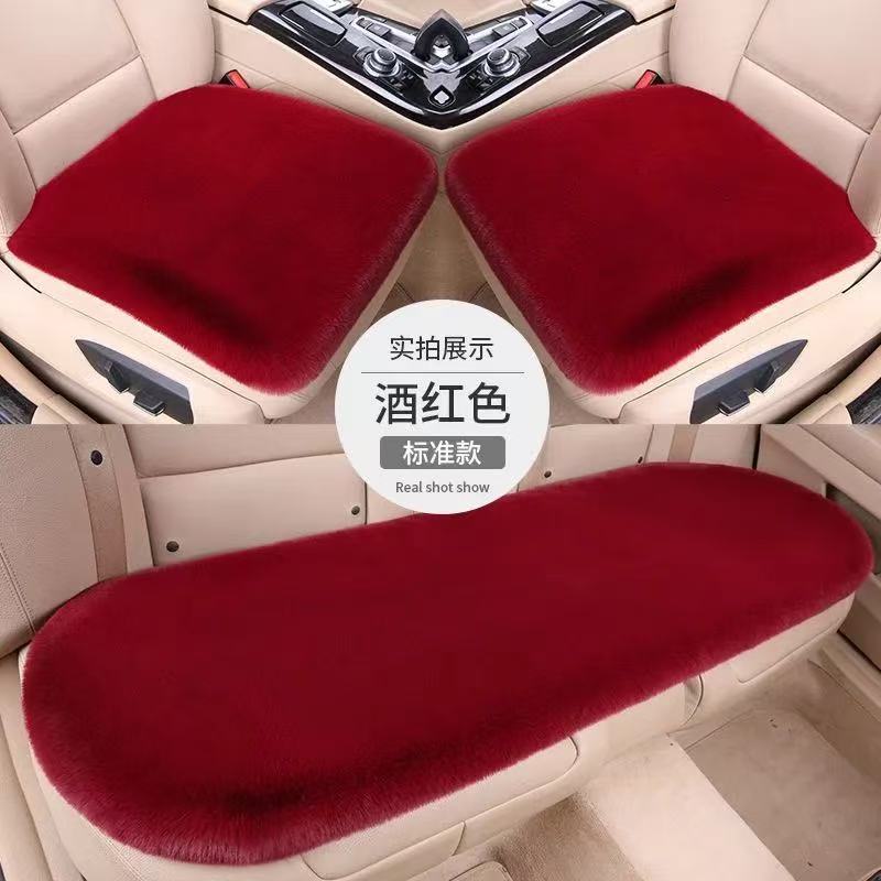 Five-piece set of winter-proof, faux rabbit fur car seat cushions, designed to keep you warm, with a non-shedding, universal fit for all car seats