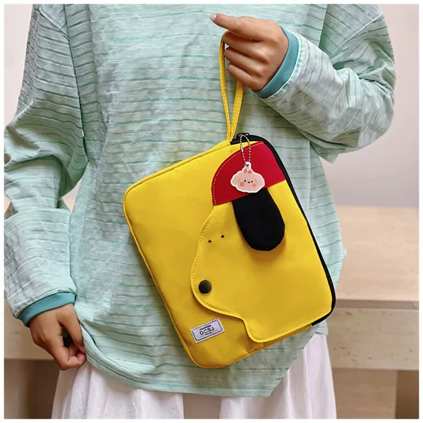 Tablet Computer Handbag 2026 New Versatile Solid Color Cartoon Puppy Handbag Tablet Computer Bag