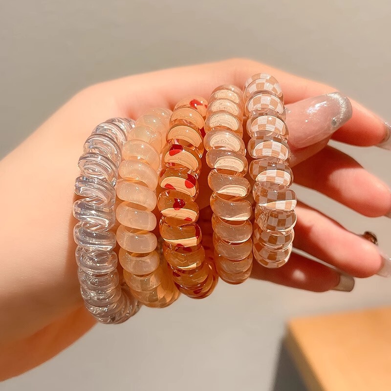 韓国の甘い電話コードヘアゴム、女性用、高弾性ゴムバンド、新鮮なゼリーカラーのヘアロープ、髪を傷つけないハイポニーテールヘアロープ|undefined
