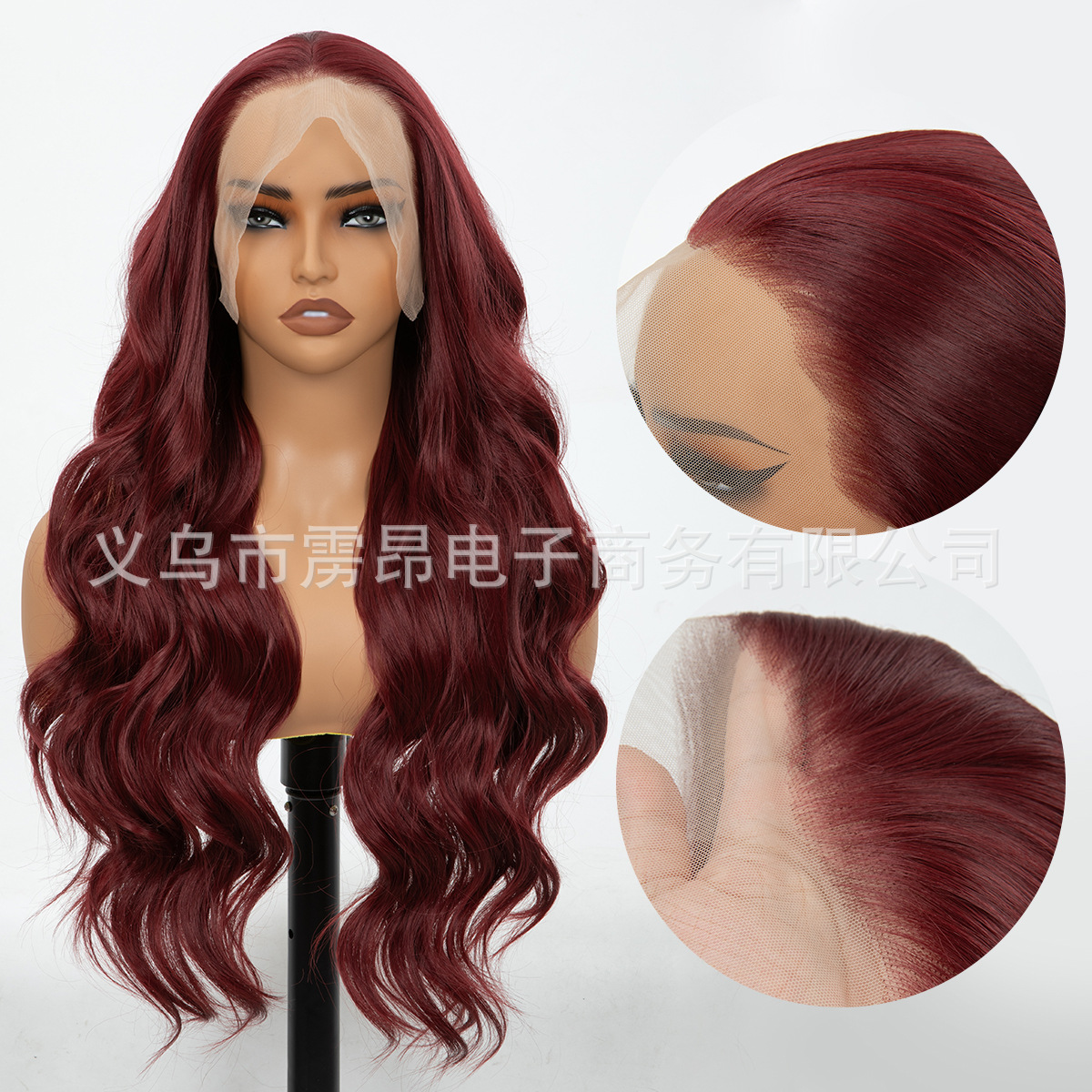 Venta directa de fábrica, peluca sintética con frente de encaje, estilo europeo y americano, cabello largo y liso para mujer, peluca realista, comercio exterior transfronterizo de Amazon