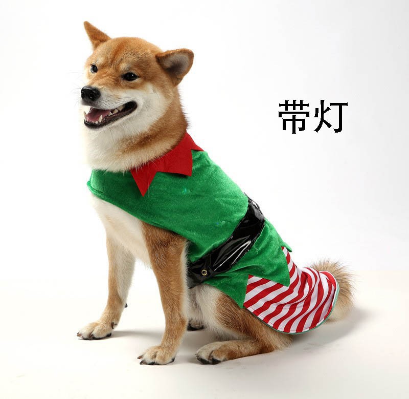 Amazon ropa de perro de Navidad verde elfo ropa para mascotas cómodo perro caliente chaleco a rayas al por mayor