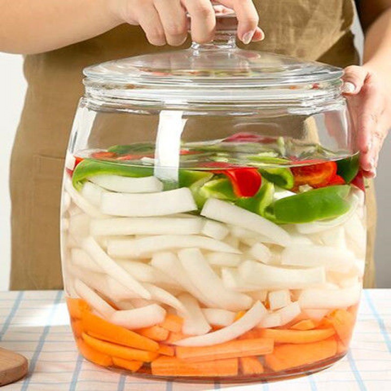 玻璃瓶子帶蓋密封罐泡菜壇子玻璃大口儲物罐腌制鹹菜加厚玻璃罐子