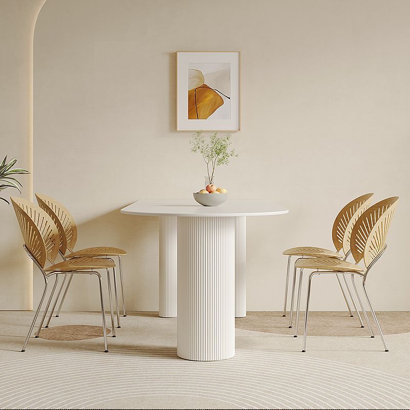 奶油风纯白色岩板餐桌椅餐桌餐椅组合现代简约小户型家用吃饭桌丿