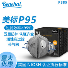 五层P95防护口罩活性炭熔喷布Benehal世康跨境NIOSH认证美标防粉