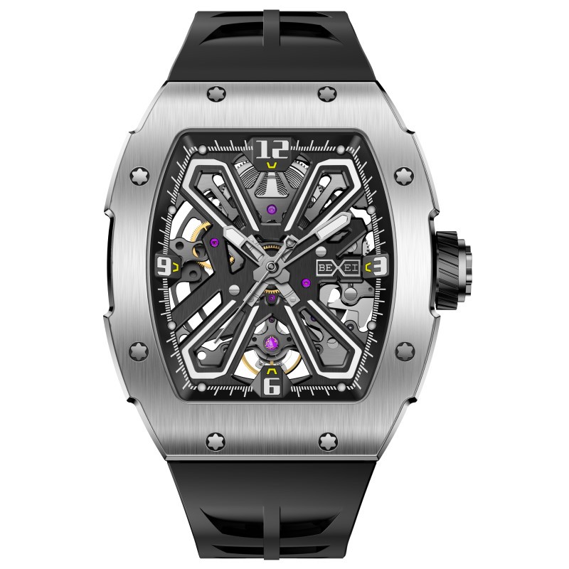 Men's Watch Waterproof Mechanical Watch Automatic Retro Rubber Barrel-shaped Men's Watch Luminous Watch New Authentic