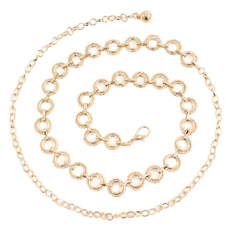 Falda de las mujeres de todos los partidos anillo metal cintura cadena estilo coreano traje decorativo vestido Delgado cinturón ajustable cadena Accesorios